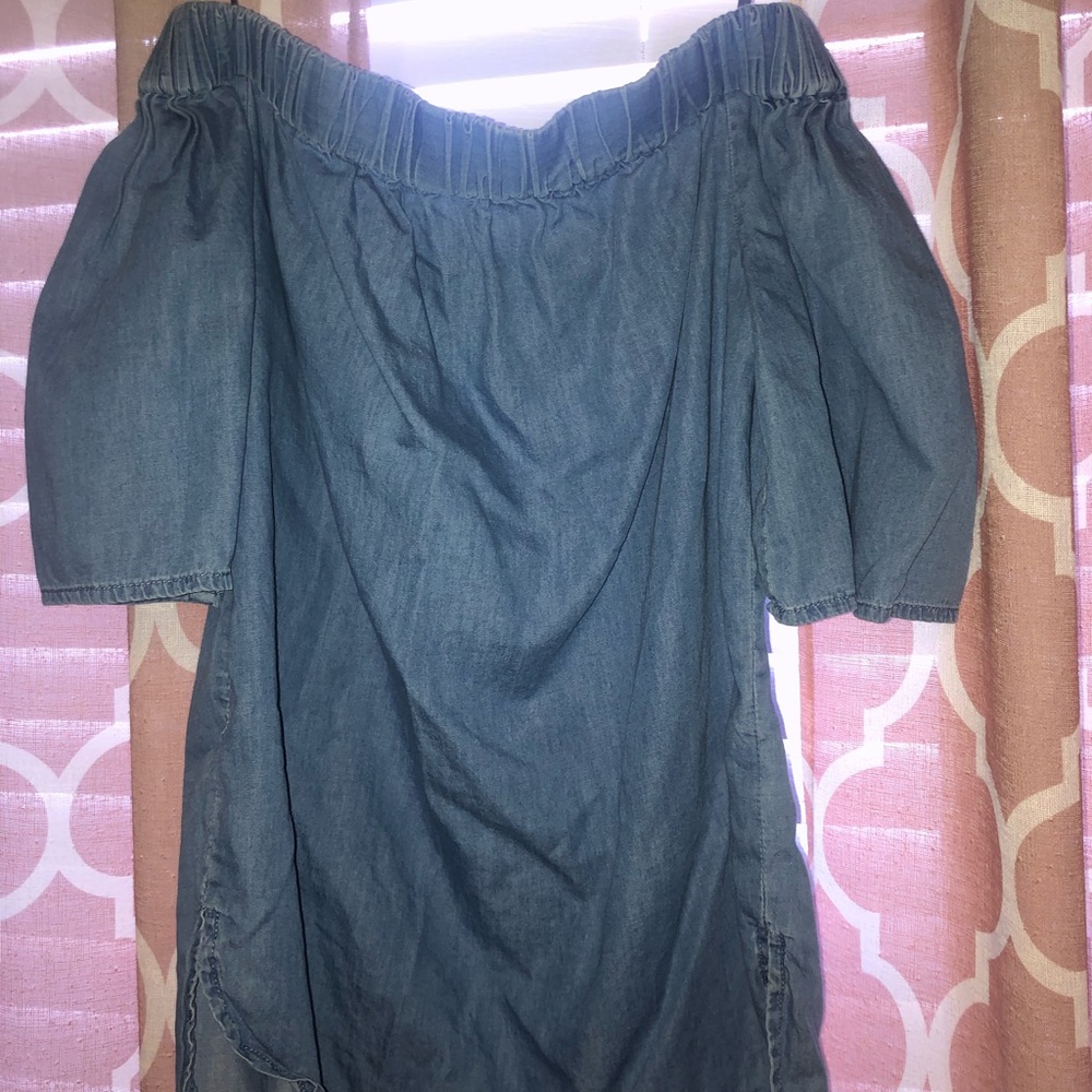 Michael Kors off the shoulder chambray blouse